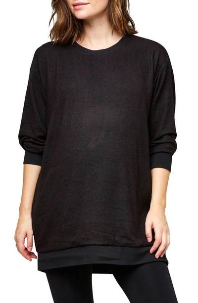 Nom Maternity Jo Maternity/nursing Sweatshirt In Black Hacci