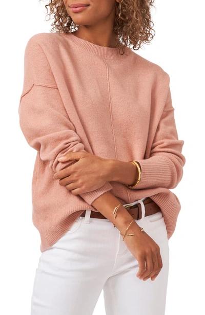 Vince Camuto Center Seam Crewneck Sweater In Misty Pink