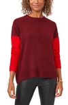 Vince Camuto Colorblock Crewneck Sweater In Earth Red