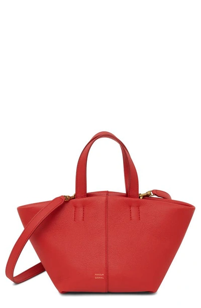 Mansur Gavriel Mini Tulipano Leather Top Handle Bag In Poppy