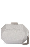 Olga Berg Hotfix Tassel Structured Clutch In Silver