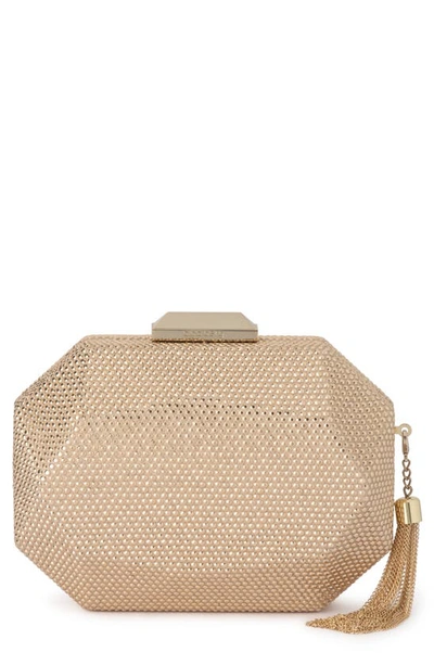 Olga Berg Hotfix Tassel Structured Clutch In Gold