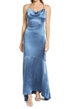 Elliatt Aisle Satin Slipdress In Sapphire