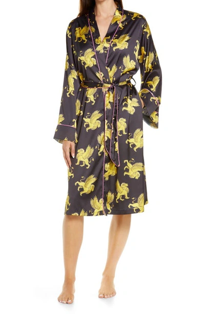Kilo Brava Satin Robe In Lioness Print