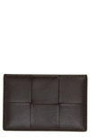 Bottega Veneta Intrecciato Leather Card Case In Fondant Gold