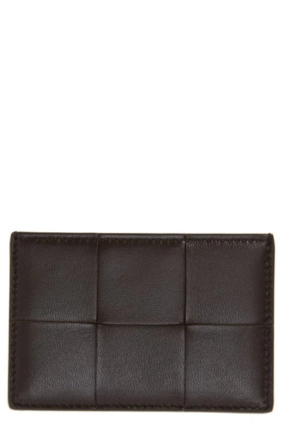 Bottega Veneta Intrecciato Leather Card Case In Fondant Gold