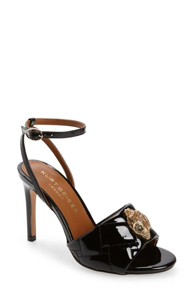 Kurt Geiger Kensington Paten-leather Heeled Sandals In Black