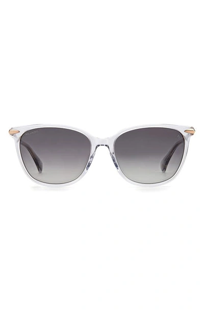 Rag & Bone 55mm Polarized Cat Eye Sunglasses In Crystal / Grey