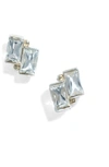 Anzie Classique Double Blue Topaz Stud Earrings In White Silver