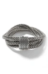 John Hardy Chain Classic Tiga Sterling Silver Triple-row Bracelet In Silver