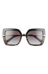 Dolce & Gabbana 52mm Square Sunglasses In Black/ Red Roses/ Grad Black