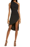Area Stars Gia One-shoulder Body-con Dress In Black