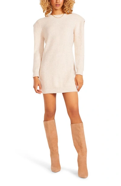 Bb Dakota By Steve Madden Booked & Busy Long Sleeve Minidress In Alabaster