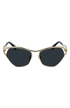 Lanvin Mother & Child 58mm Sunglasses In Gold/ Grey