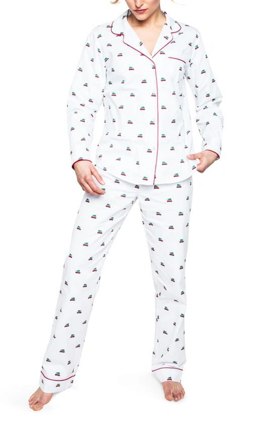 Petite Plume Cotton Holiday Journey Pajama Set In White