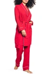 Petite Plume Cotton Flannel Robe In Red