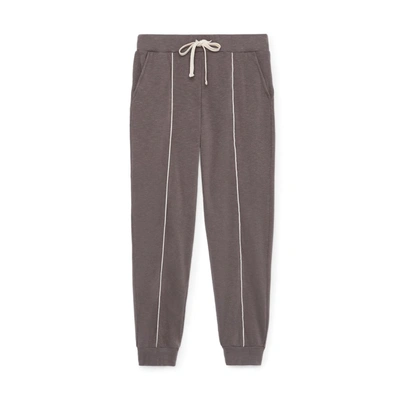 Monrow Skinny Jeans Sweats With Silky Piping In Cocoa