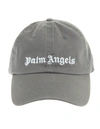 PALM ANGELS MAN GREY BASEBALL CAP WITH WHITE LOGO,PMLB003F21FAB002 0901