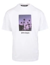 PALM ANGELS MAN WHITE OVERSIZED T-SHIRT WITH GRAPHIC PALMS PRINT,PMAA001F21JER016 0110