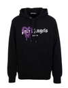 PALM ANGELS MAN BLACK AND LILAC SPRAY LOGO ASPEN HOODIE,PMBB003F21FLE002 1037