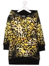 GIVENCHY KIDS DRESS IN SWEATSHIRT WITH HOOD AND ANIMALIER PRINT,H12180 09B