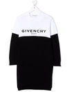 GIVENCHY KIDS DRESS IN BICOLOR KNIT WITH FLOCKED LOGO,H12175 M41