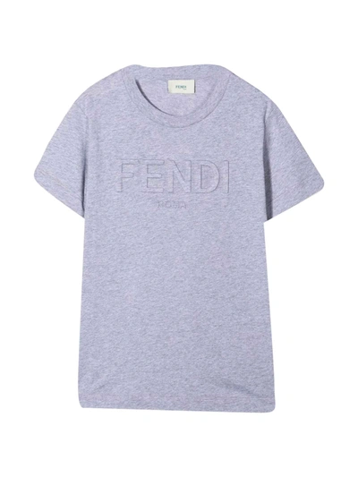 Fendi Kids' Logo压纹短袖t恤 In Grey
