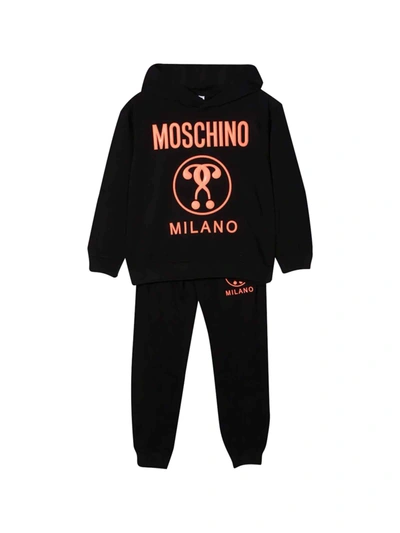 Moschino Kids' Sports Suit With Embossed Logo In Black