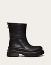 Valentino Roman Stud Leather Ankle Boots In Black