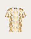 Valentino Metallic Archive Logo Graphic Tee In Ivory/gold