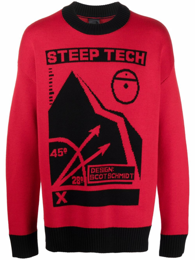 The North Face Graphic-print Merino Jumper In Red