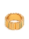 VERSACE CRYSTAL EMBELLISHED GRECA RING