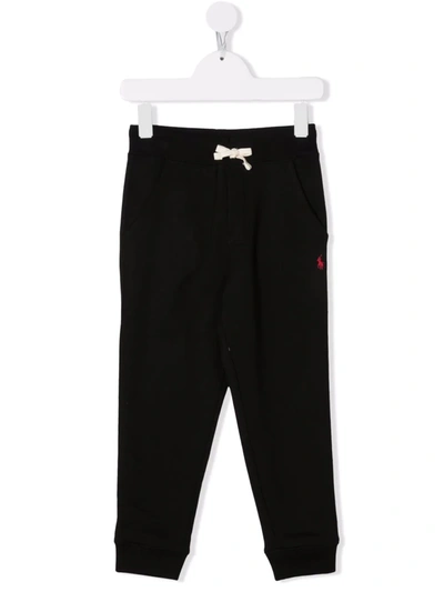 Ralph Lauren Kids' Embroidered-logo Track Trousers In Black