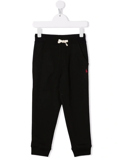Polo Ralph Lauren Kids' Embroidered-logo Track Trousers In Black
