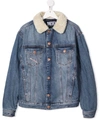 DIESEL TEEN SHEARLING COLLAR DENIM JACKET