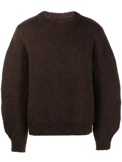 Jil Sander Chunky-knit Long-sleeved Sweater In 褐色