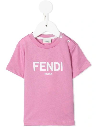 Fendi Babies' Logo印花t恤 In Pink