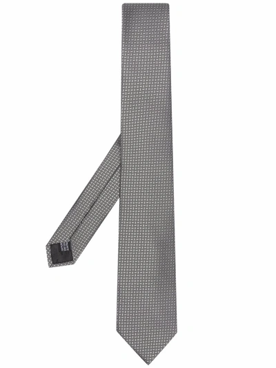 Lanvin Geometric-print Silk Tie In Grey