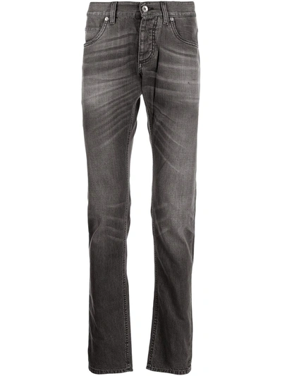 Dolce & Gabbana Distressed Slim-fit Jeans In Schwarz