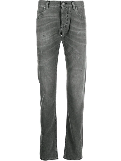 Dolce & Gabbana Distressed Slim-fit Jeans In Dark Grey