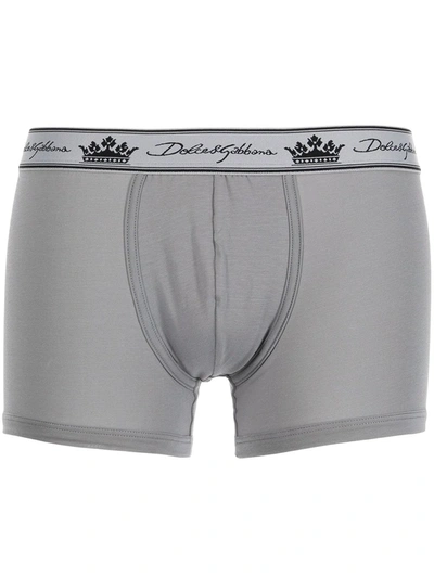 Dolce & Gabbana Logo-waistband Cotton Briefs In Grey