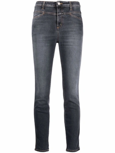 Closed High Rise Skinny Fit Jeans In Grey