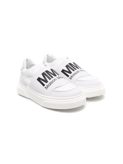 Mm6 Maison Margiela Kids' Slip-on In Pelle Con Fascia Elastica Logata In White