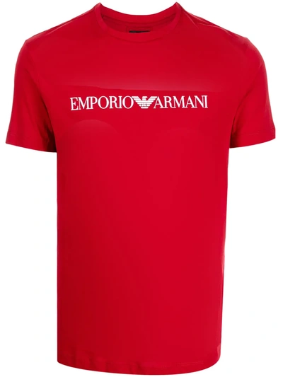 Emporio Armani Logo-print Cotton T-shirt In Red