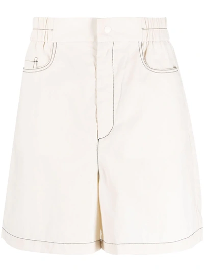 Sunnei Stitched Flared Shorts In Neutrals