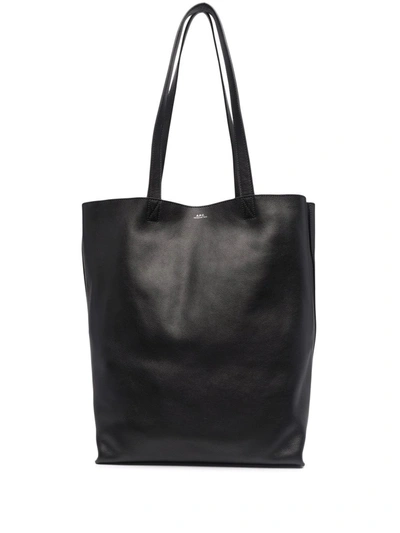 Apc Maiko Leather Tote Bag In Black