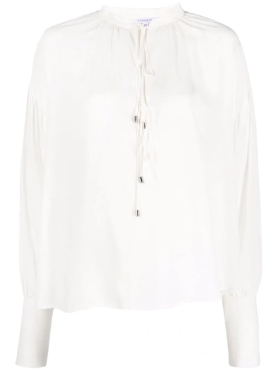Patrizia Pepe Lace-up Long-sleeve Blouse In White