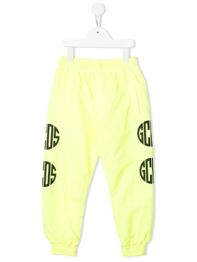 Gcds Kids' Logo-print Two-tone Track Trousers In Yellow