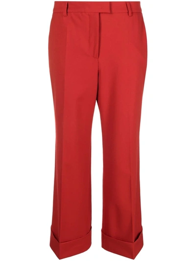 Alberto Biani Cropped Tailored Trousers In Red