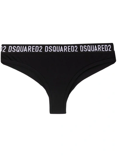 Dsquared2 Logo-waist Cotton Briefs In Black